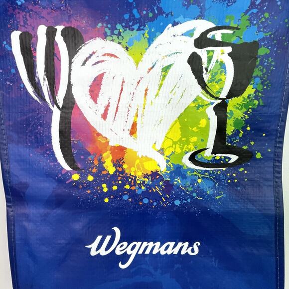 Set of 10 Wegmans Blue Rainbow Heart Reusable Grocery Tote Bag w/ Liner NWT NEW! - Picture 3 of 11